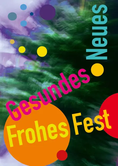 Weihnachtskarte 2020: »Frohes Fest, Gesundes Neues« mit bunten Punkten