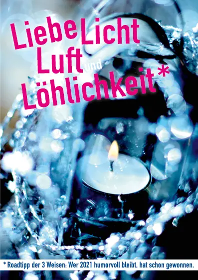 Weihnachtskarte 2020/21 mit Kerze: »Liebe Licht Luft Löhlichkeit«